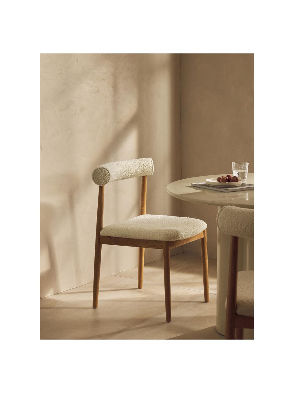 Buklé čalúnená stolička Cleo, Buklé biela, Š 57 x H 56 cm