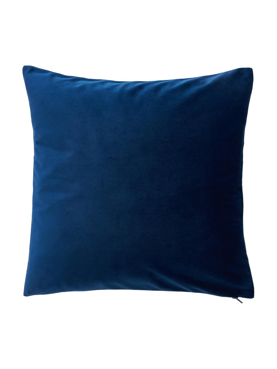 Poszewka na poduszkę z aksamitu Adelaide, Ciemny niebieski, S 40 x D 40 cm