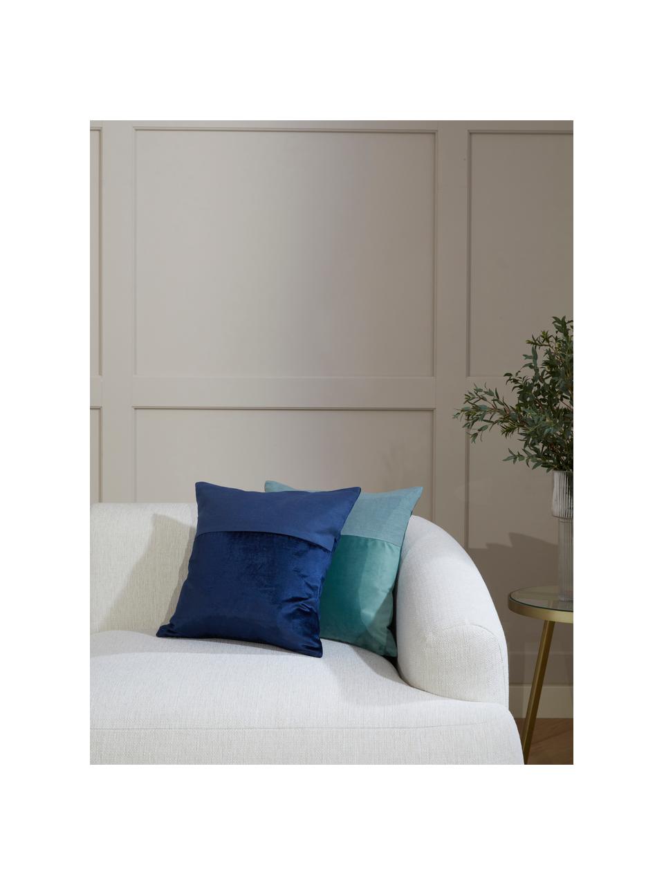 Housse de coussin 40x40 bleu foncé Adelaide, Bleu foncé, larg. 40 x long. 40 cm