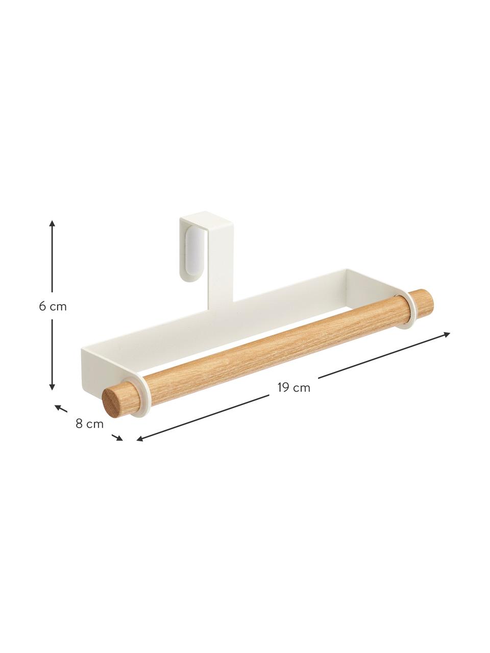 Handtuchhalter Tosca, Halter: Stahl, beschichtet, Stange: Holz, Weiß, Holz, B 19 x H 6 cm