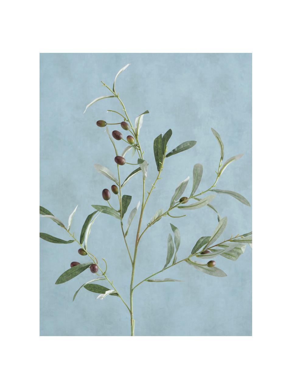 Handgefertigter Dekozweig Olive Garden, Kunststoff, Grüntöne, L 77 cm