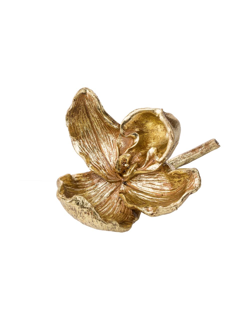 Decoratief object Flower, Polyresin, Goudkleurig, 14 x 20 cm
