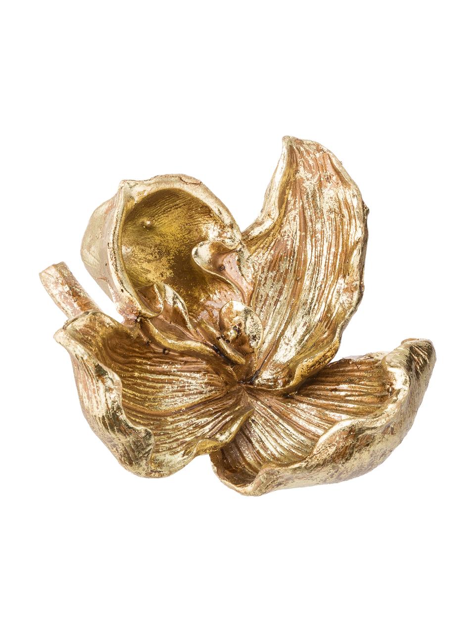 Deko-Objekt Flower, Polyresin, Goldfarben, 14 x 20 cm