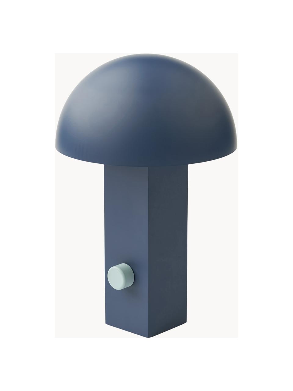 Lampada da tavolo piccola mobile a LED con luce regolabile Hyppolite, Paralume: policarbonato, Struttura: alluminio rivestito, Blu scuro, verde salvia, Ø 15 x Alt. 23 cm