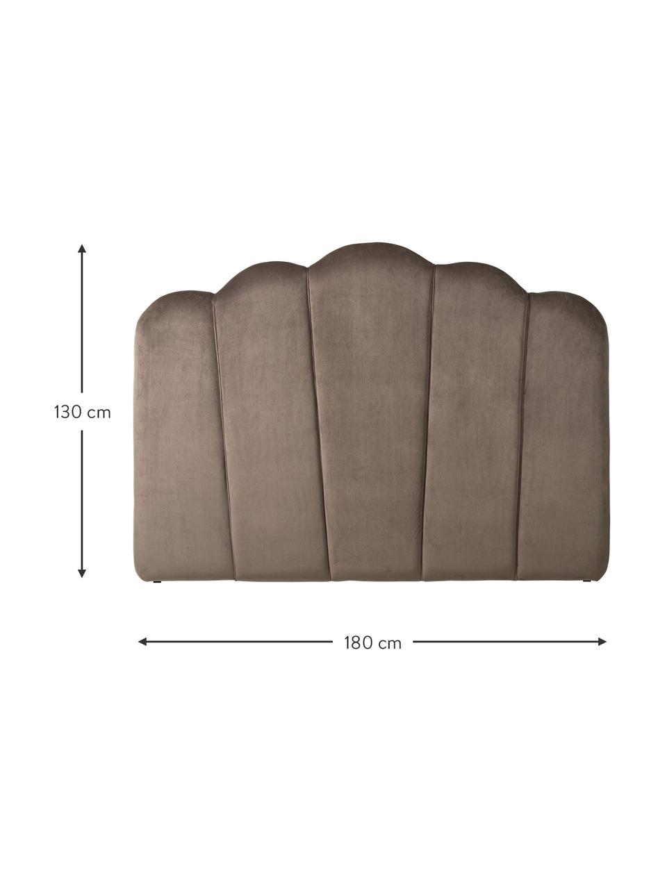 Tête de lit rembourrée velours Monroe, Velours (polyester), Velours brun, larg. 180 x haut. 130 cm
