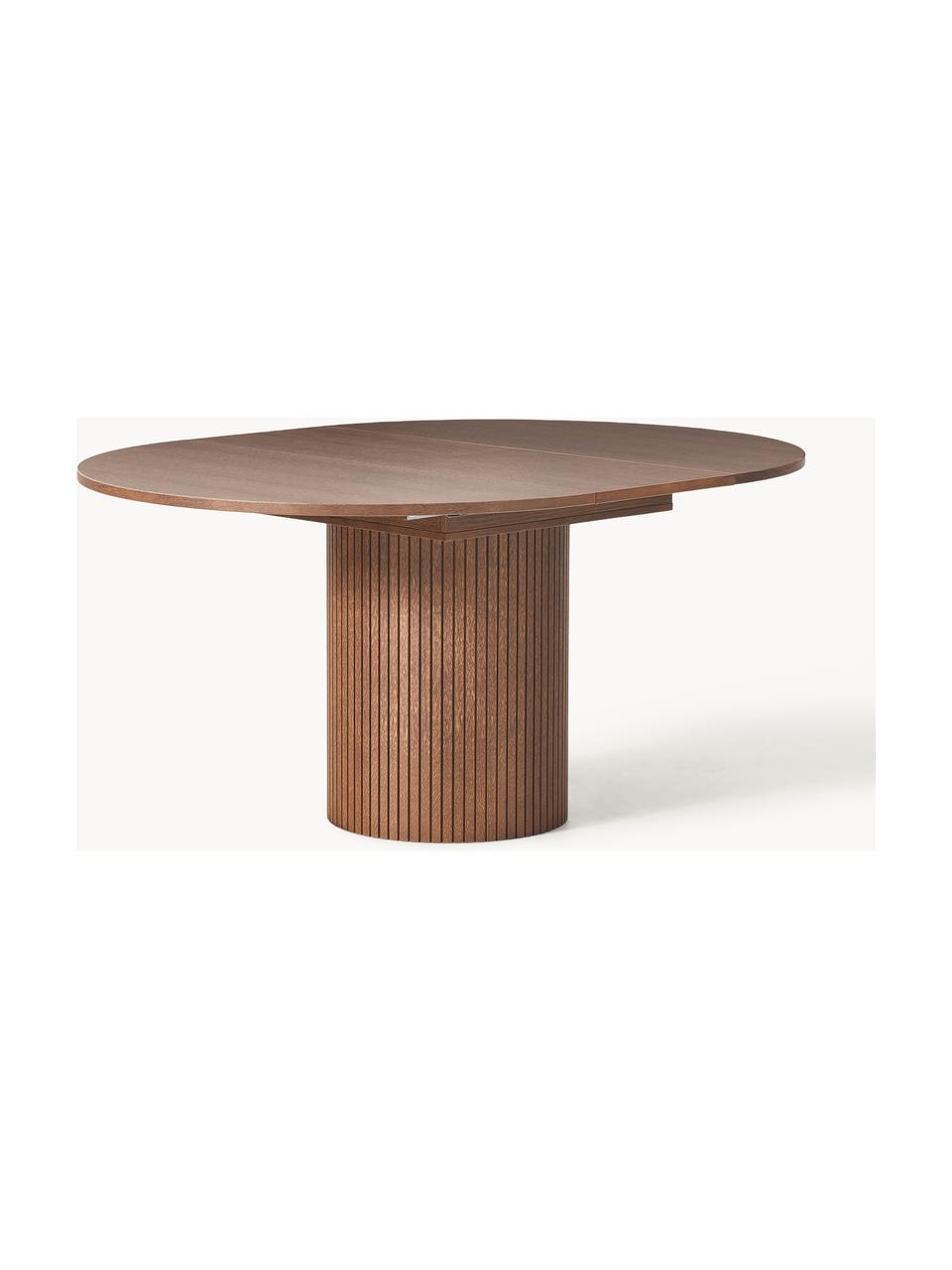 Mesa de comedor extensible Filo, 120 - 160 x 75 cm, Tablero: madera de pino, madera de, Patas: tablero aglomerado, table, Madera de roble lacada en marrón oscuro, An 120/160 x F 120 cm