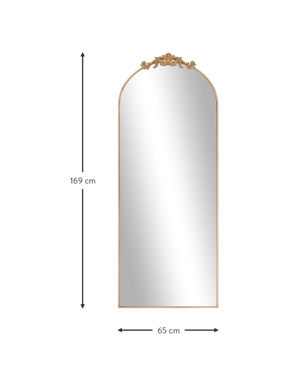 Specchio barocco pendente Saida, Cornice: metallo rivestito, Superficie dello specchio: lastra di vetro, Dorato, Larg. 65 x Alt. 169 cm