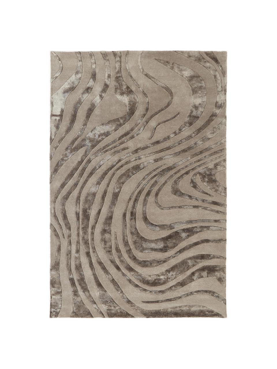 Tapis à poils ras texturé, tufté main Winola, Taupe, larg. 80 x long. 150 cm (taille XS)