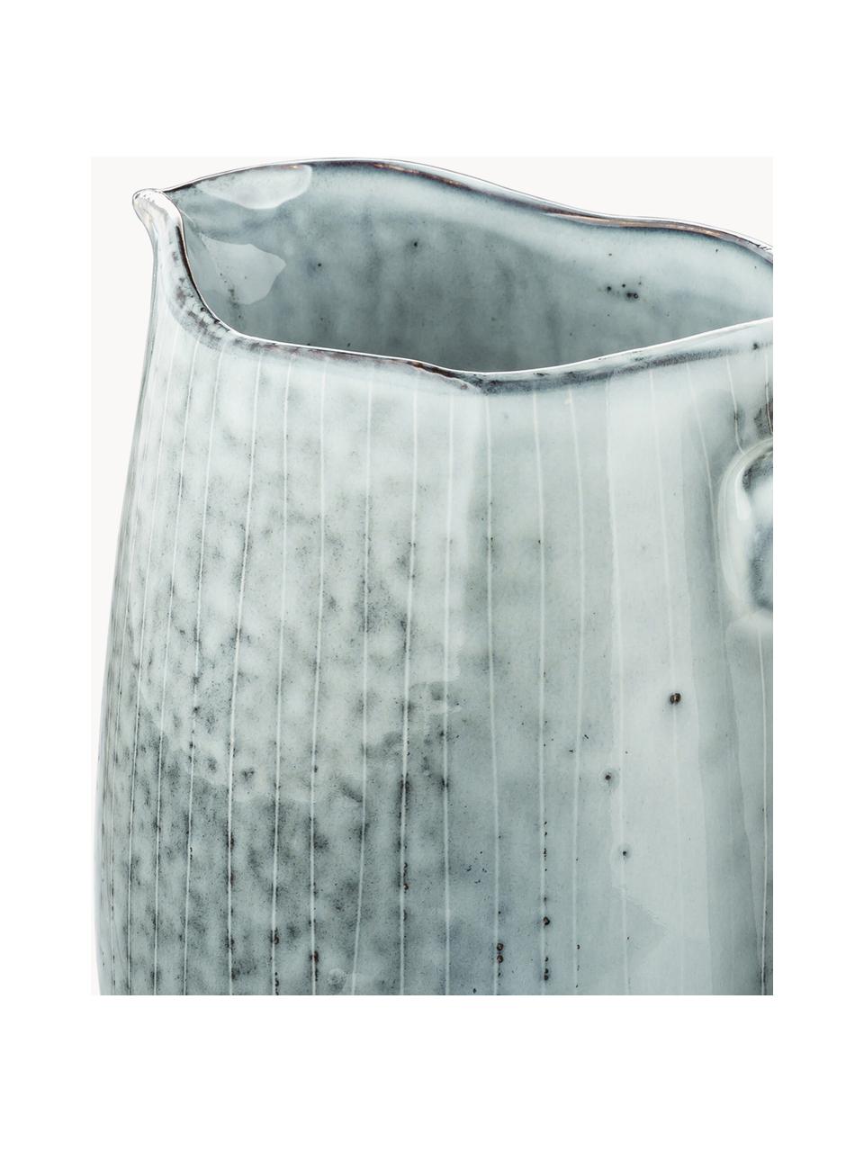 Ručne vyrobený džbán na mlieko Nordic Sea, 1 l, Kamenina, Sivomodrá, strakatá, Š 17 x V 16 cm