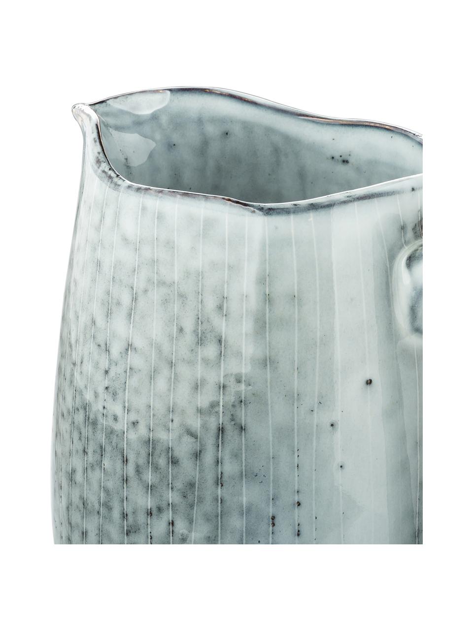 Handgemachter Milchkrug Nordic Sea, 1 L, Steingut, Graublau, B 17 x H 16 cm