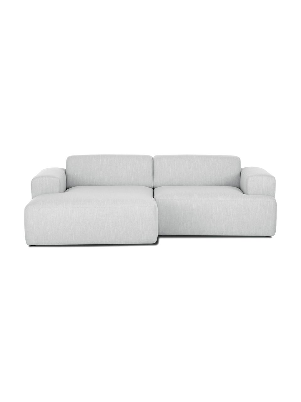 Ecksofa Melva (3-Sitzer) in Hellgrau, Bezug: Polyester Der hochwertige, Gestell: Massives Kiefernholz, Spa, Webstoff Hellgrau, B 240 x T 144 cm