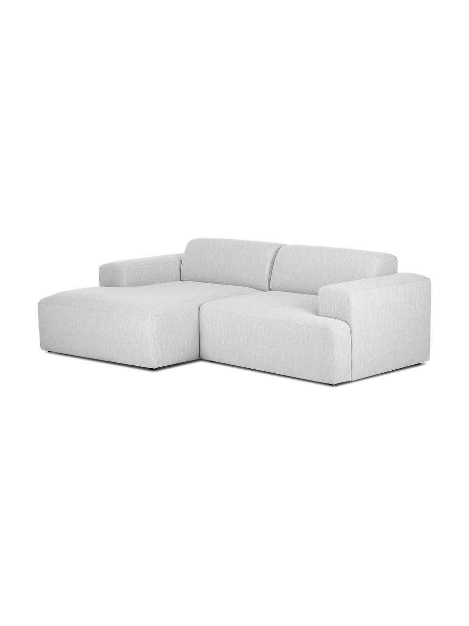 Ecksofa Melva (3-Sitzer) in Hellgrau, Bezug: Polyester Der hochwertige, Gestell: Massives Kiefernholz, Spa, Webstoff Hellgrau, B 240 x T 144 cm