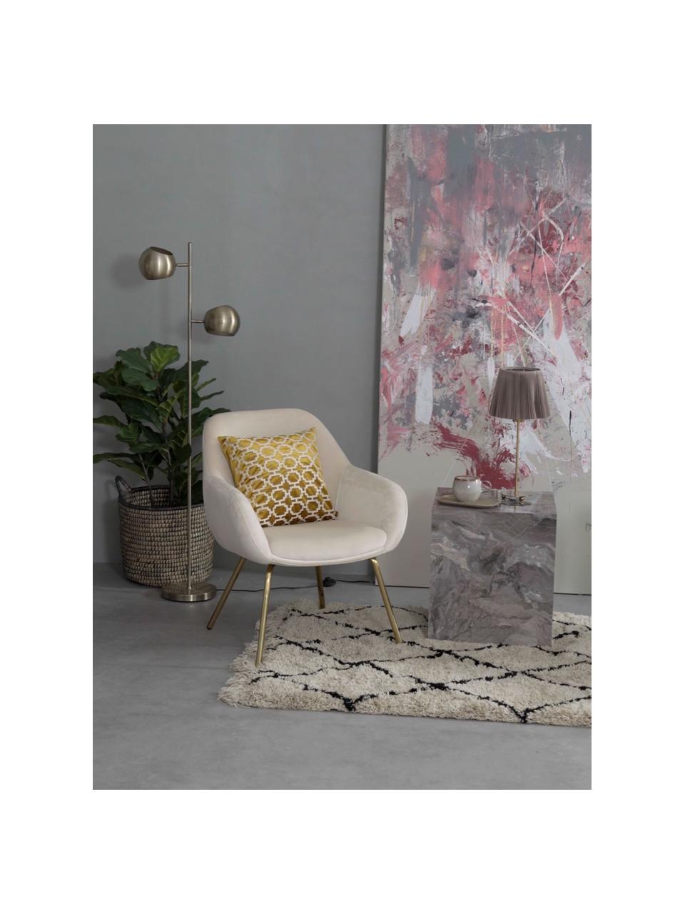 Zamatové kreslo Nava, Zamatová krémovobiela, odtiene zlatej, Š 72 x H 68 cm