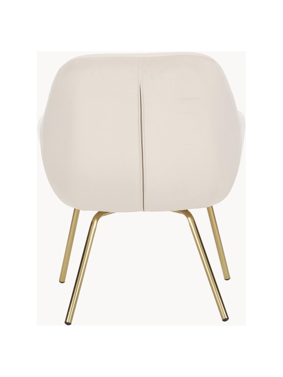 Fauteuil cocktail velours Nava, Velours blanc crème, couleur dorée, larg. 72 x prof. 68 cm