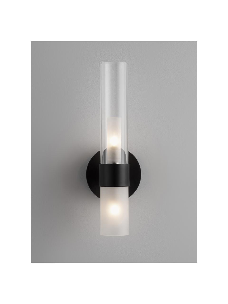 Nástěnné svítidlo Century, Černá, transparentní, Š 10 cm, V 31 cm