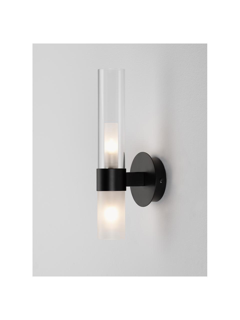 Wandlamp Century met diffuser, Diffuser: glas, Zwart, transparant, B 10 x H 31 cm