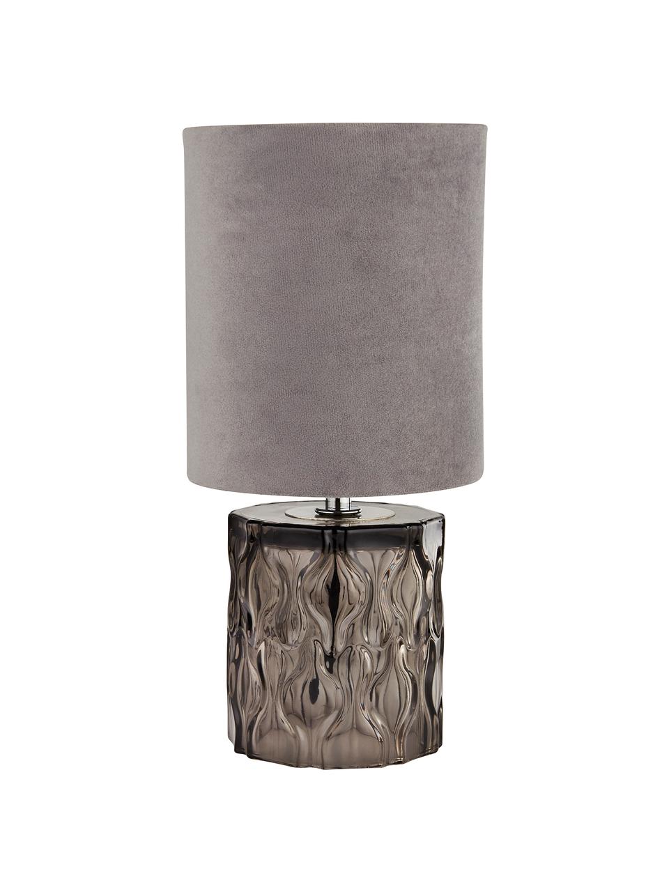 Malá zamatová stolová lampa Tina, Sivá, Ø 15 x V 30 cm