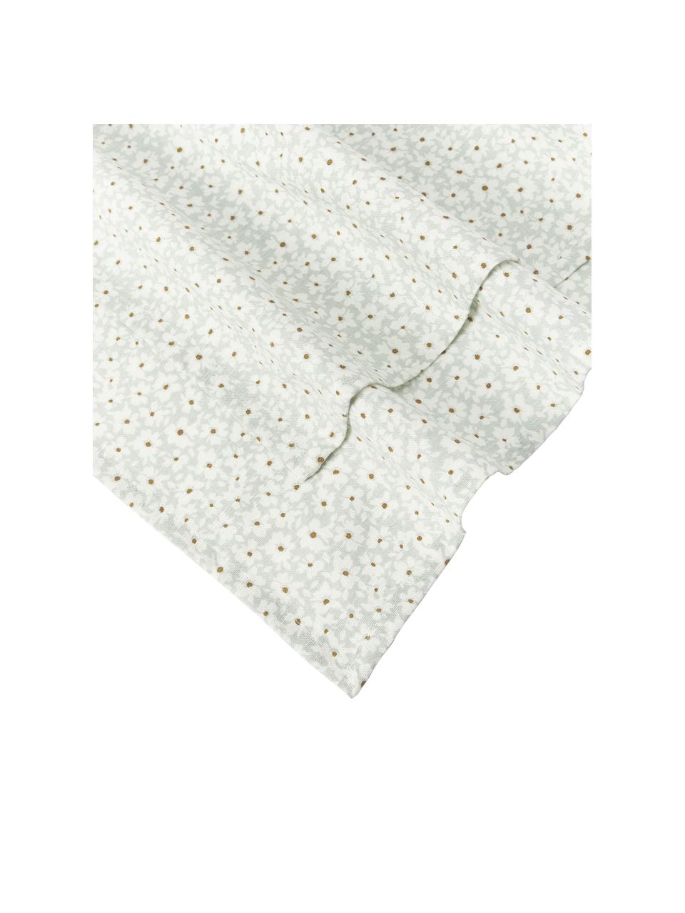 Tovaglia con motivo floreale Liberte, 100% cotone, Verde salvia, bianco latte, motivo floreale, 6-8 persone (Lung. 220 x Larg. 140 cm)