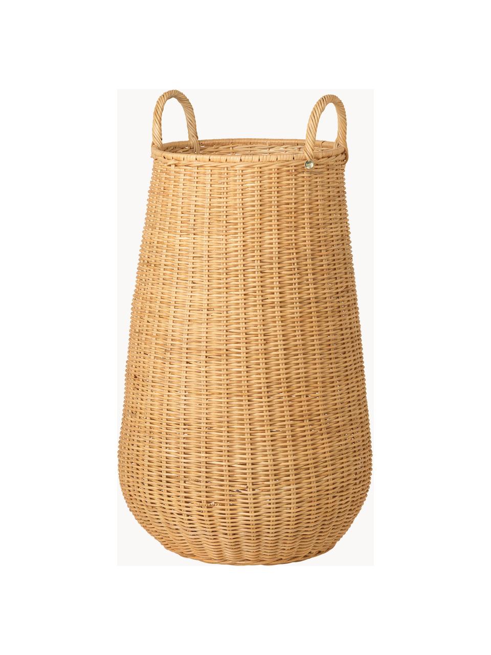 Handgefertigter Aufbewahrungskorb Laundry aus Rattan, Rattan, Hellbraun, Ø 42 x H 80 cm