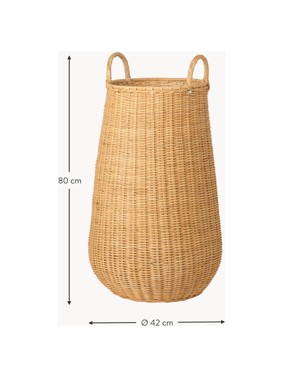 Handgefertigter Aufbewahrungskorb Laundry aus Rattan, Rattan, Hellbraun, Ø 42 x H 80 cm