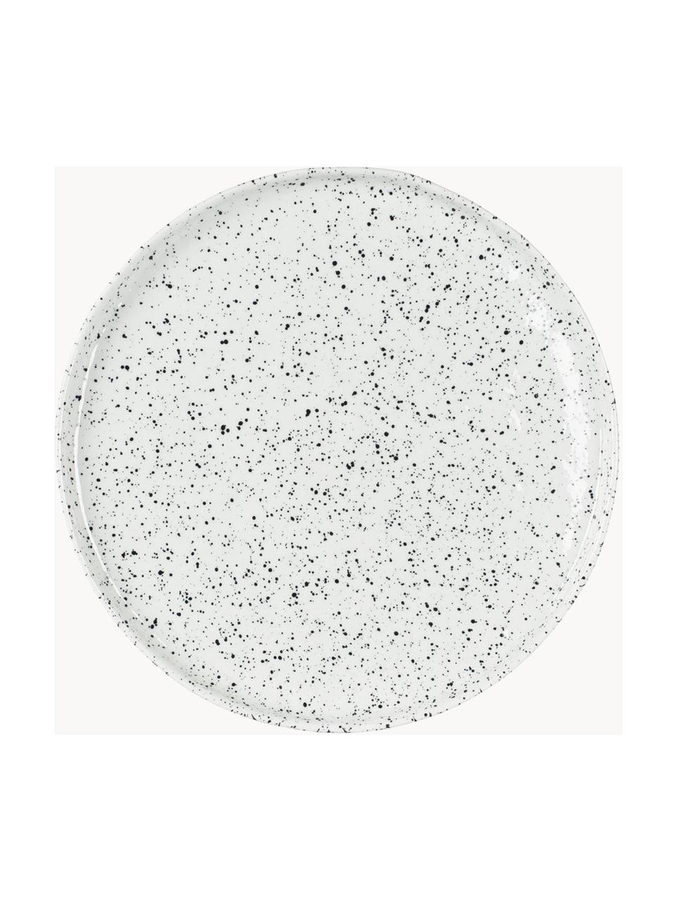Talerz śniadaniowy z porcelany Poppi, 2 szt., Porcelana, Biały, czarny nakrapiany, Ø 21 x W 2 cm