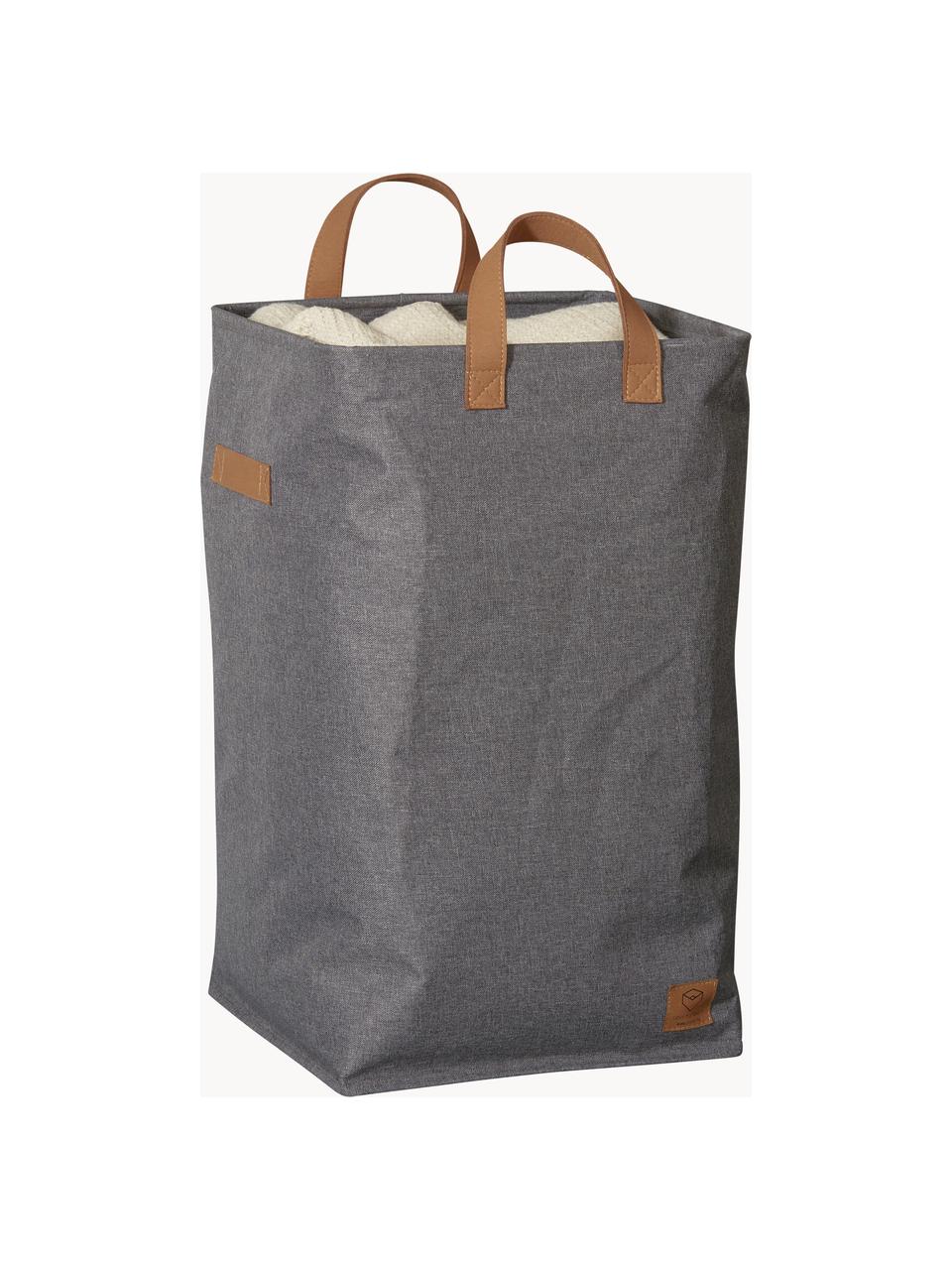 Panier à linge Premium, Gris foncé, brun, larg. 35 x haut. 58 cm