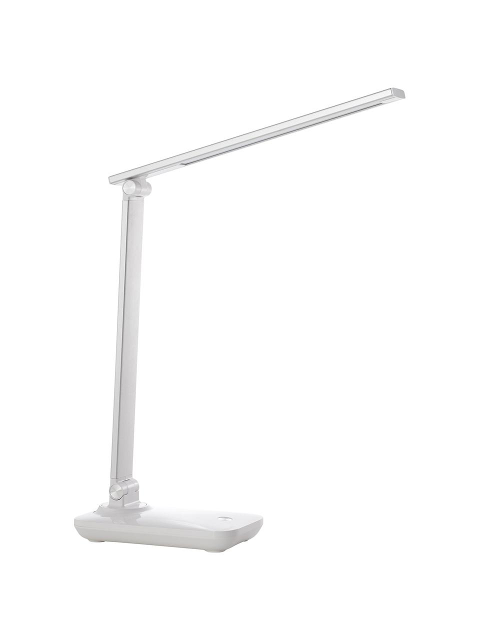 Dimmbare LED Schreibtischlampe Leonora, Lampenschirm: Metall, Weiss, Silberfarben, 10 x 36 cm