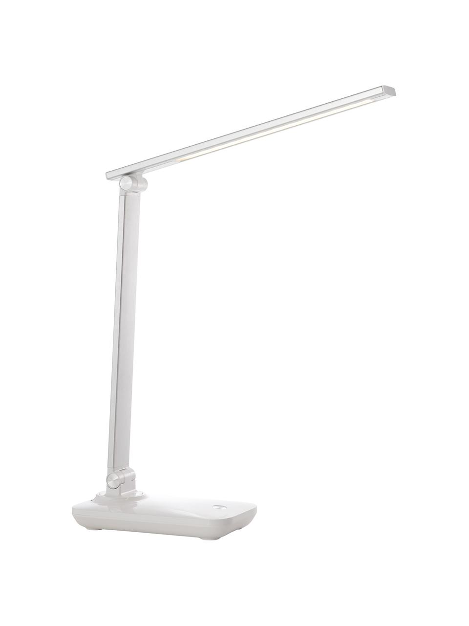 Dimmbare LED Schreibtischlampe Leonora, Lampenschirm: Metall, Weiß, Silberfarben, 10 x 36 cm