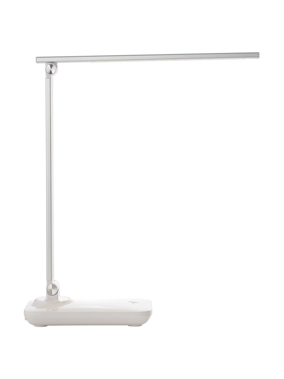 Dimbare LED tafellamp Leonora, Metaal, kunststof, Wit, zilverkleurig, 10 x 36 cm