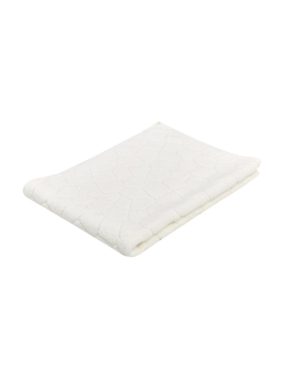 Tappeto bagno in cotone Stone, 100% cotone, Bianco latteo, Larg. 50 x Lung. 70 cm