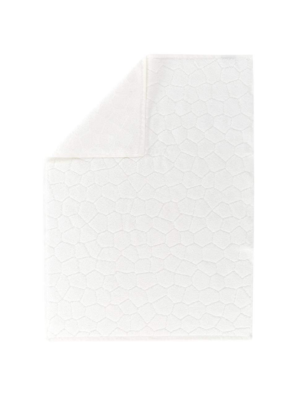 Tappeto bagno in cotone Stone, 100% cotone, Bianco latteo, Larg. 50 x Lung. 70 cm