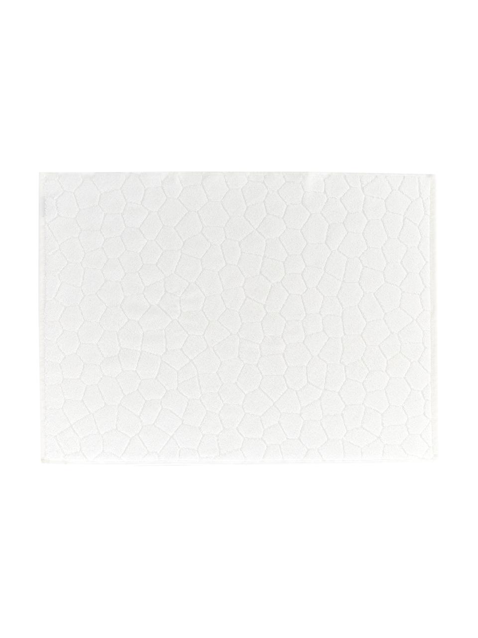 Tappeto bagno in cotone Stone, 100% cotone, Bianco latteo, Larg. 50 x Lung. 70 cm