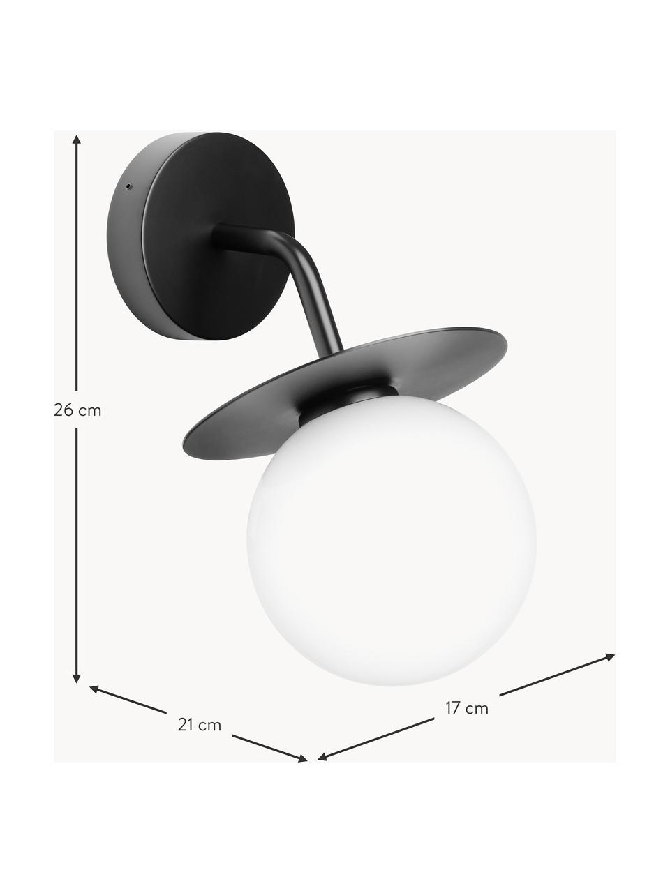 Außenwandleuchte Liila, Lampenschirm: Glas, Schwarz, Weiß, B 17 x H 26 cm