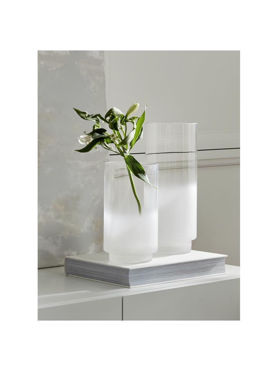Mundgeblasene Vase Milky, Glas, Transparent, Weiß, Ø 14 x H 25 cm