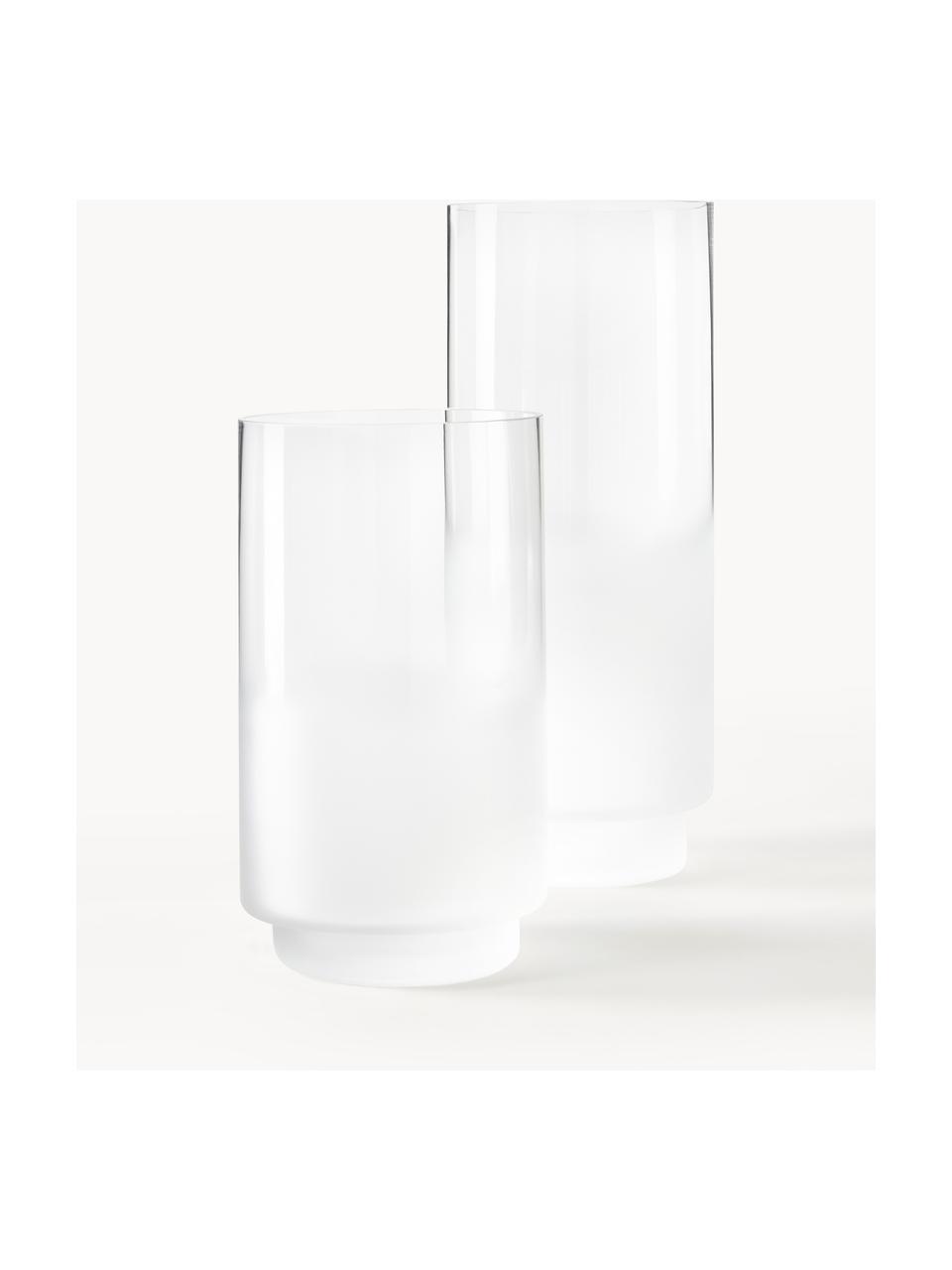 Ručne fúkaná váza s gradientom Milky, V 25 cm, Sklo, Priehľadná, biela, Ø 14 x V 25 cm