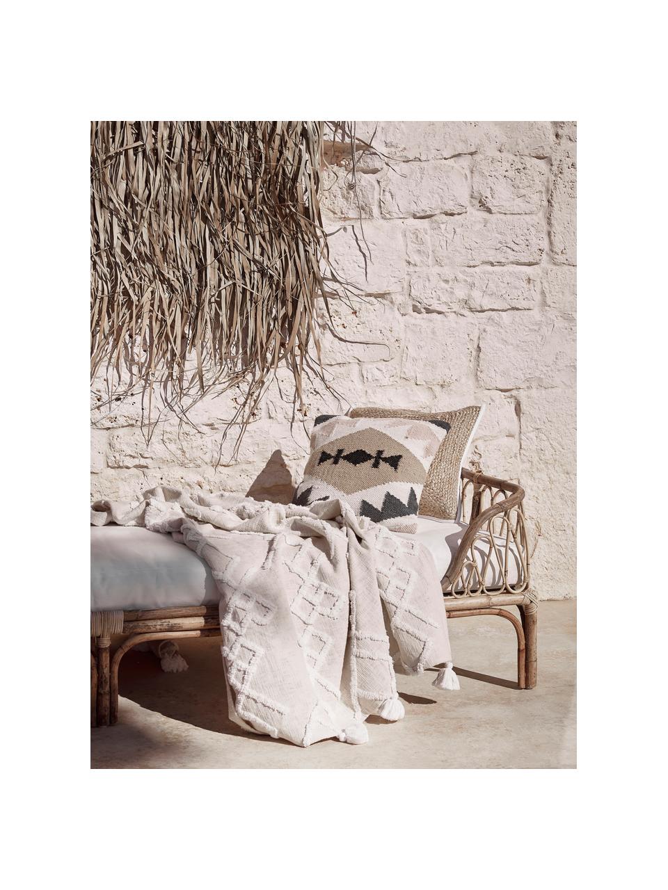 Federa arredo boho in lana Gayle, 90% lana, 10% cotone, Beige, nero, crema, rosa, Larg. 45 x Lung. 45 cm