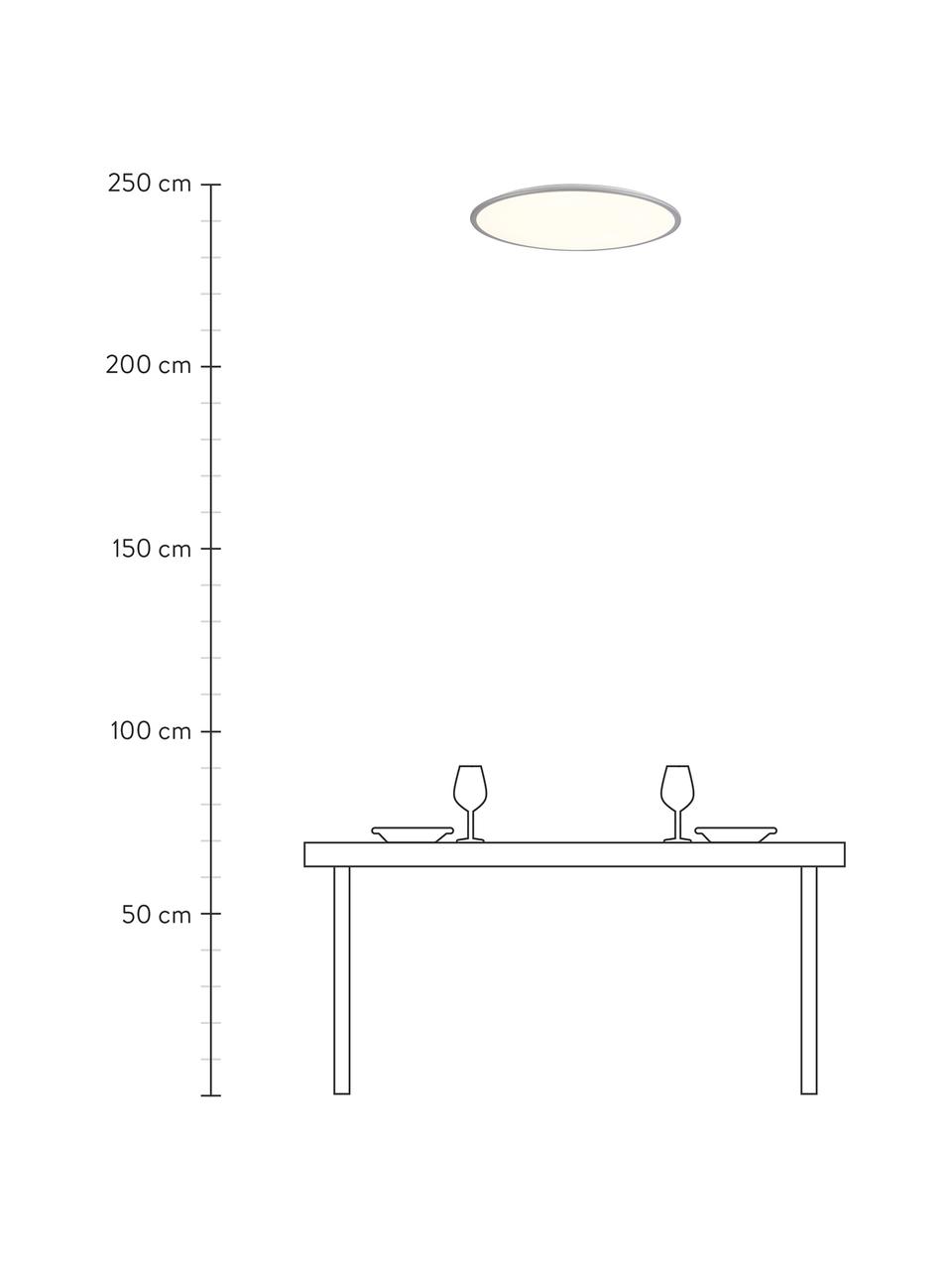 Dimmbares LED-Panel Jamil mit Fernbedienung, Lampenschirm: Kunststoff, Weiß, Silberfarben, Ø 58 x H 9 cm