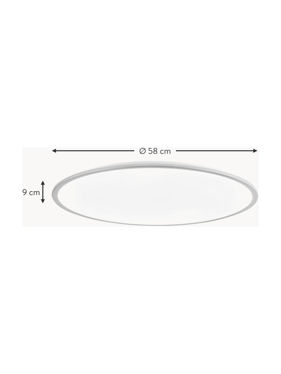 Plafón LED grande Jamil, con mando a distancia, Pantalla: plástico, Blanco, plateado, Ø 58 x Al 9 cm