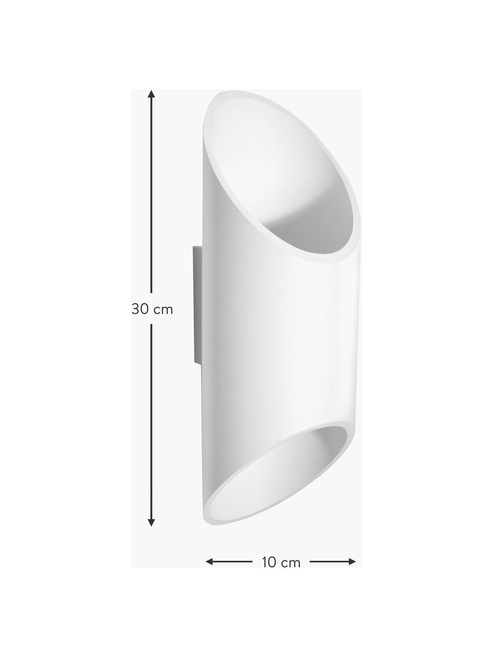 Handgefertigte Wandleuchte Nixon, Metall, beschichtet, Weiss, B 10 x H 30 cm