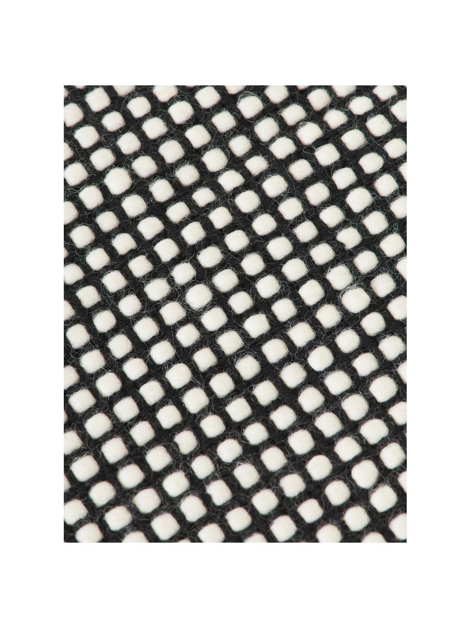 Alfombra artesanal de lana Amaro, Parte superior: 100% lana, Reverso: 100% algodón Las alfombra, Negro, blanco crema, An 200 x L 300 cm (Tamaño L)