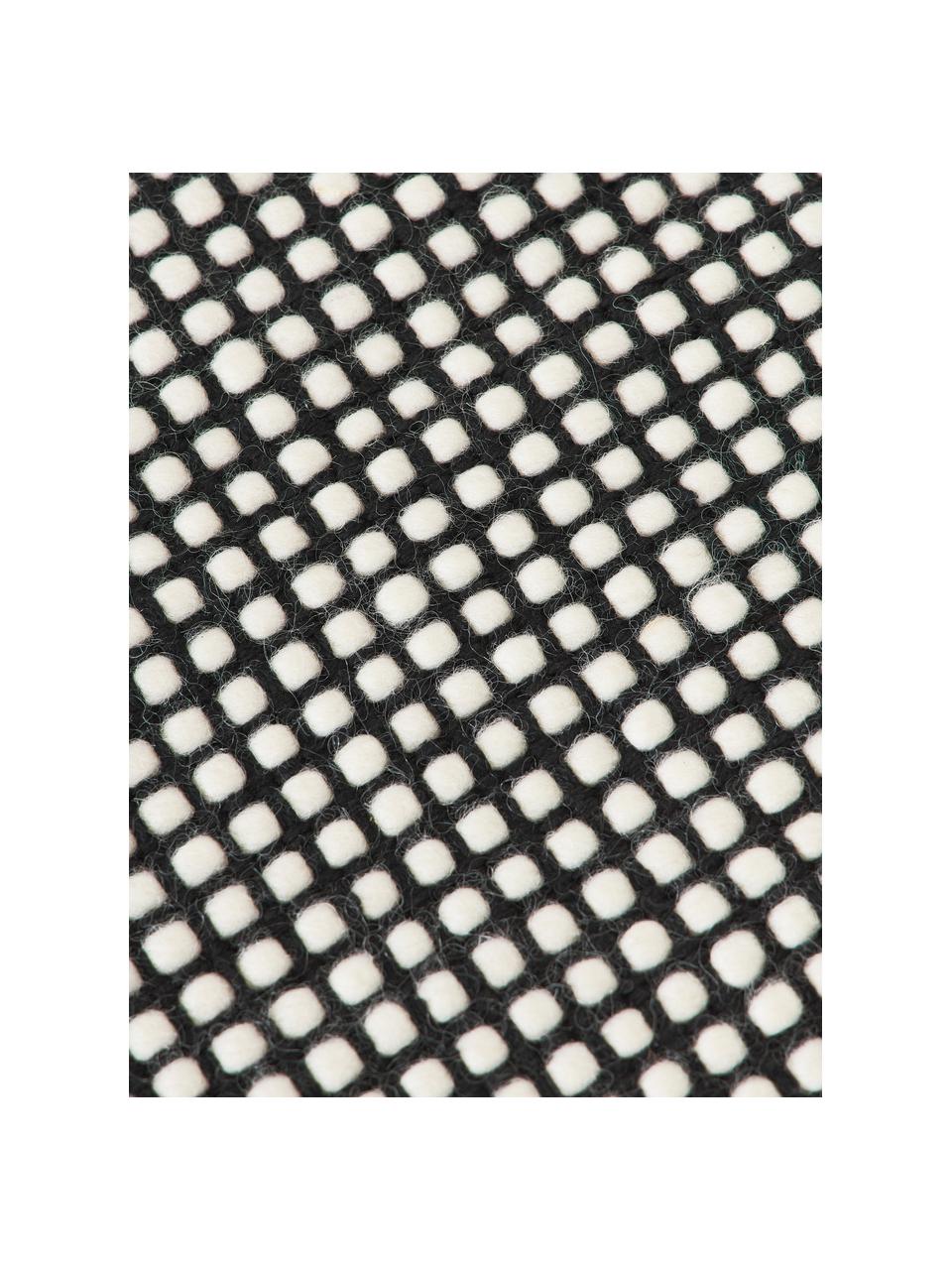 Handgewebter Wollteppich Amaro, Flor: 100 % Wolle, Schwarz, Cremeweiss, B 200 x L 300 cm (Grösse L)