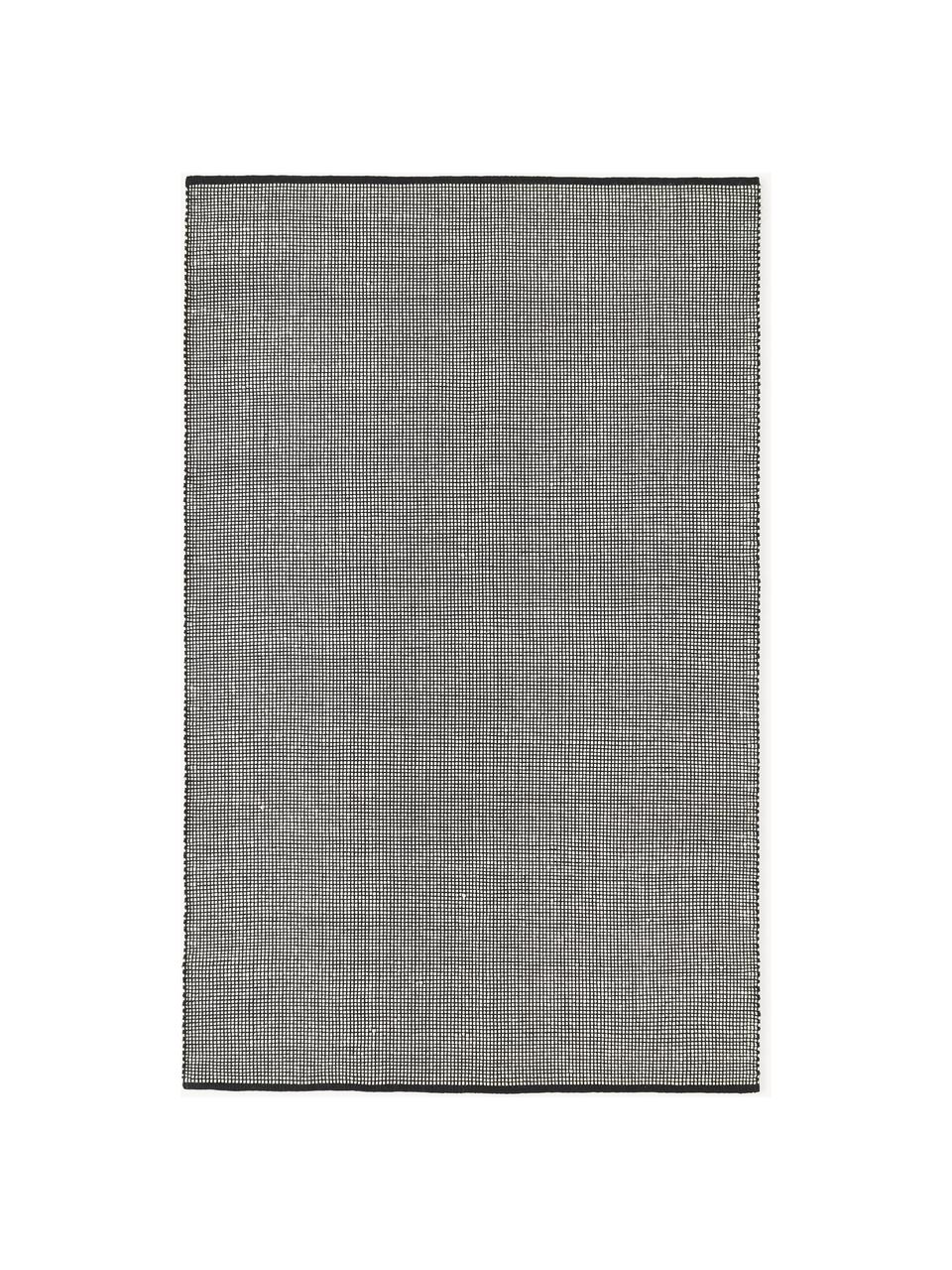 Tapis en laine tissé main Amaro, Noir, blanc crème, larg. 200 x long. 300 cm (taille L)