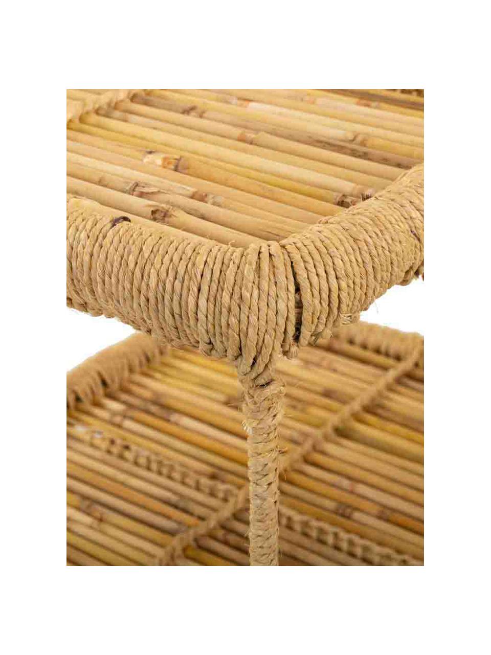 Mesa de centro para exterior de bambú Ariadna, Estantes: madera de bambú, cuerda, Patas: metal, Marrón, An 49 x F 38 cm
