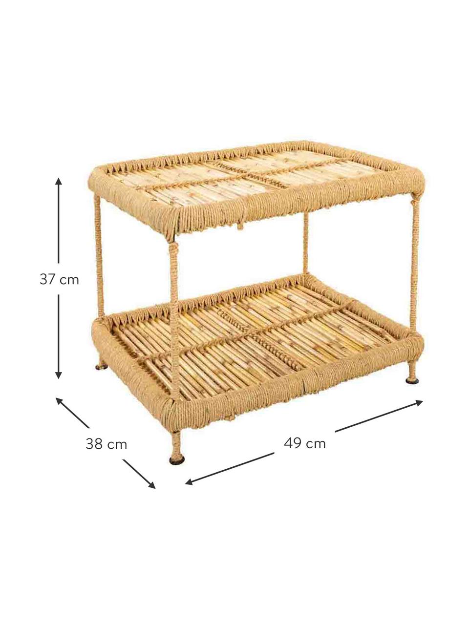 Mesa de centro para exterior de bambú Ariadna, Estantes: madera de bambú, cuerda, Patas: metal, Marrón, An 49 x F 38 cm
