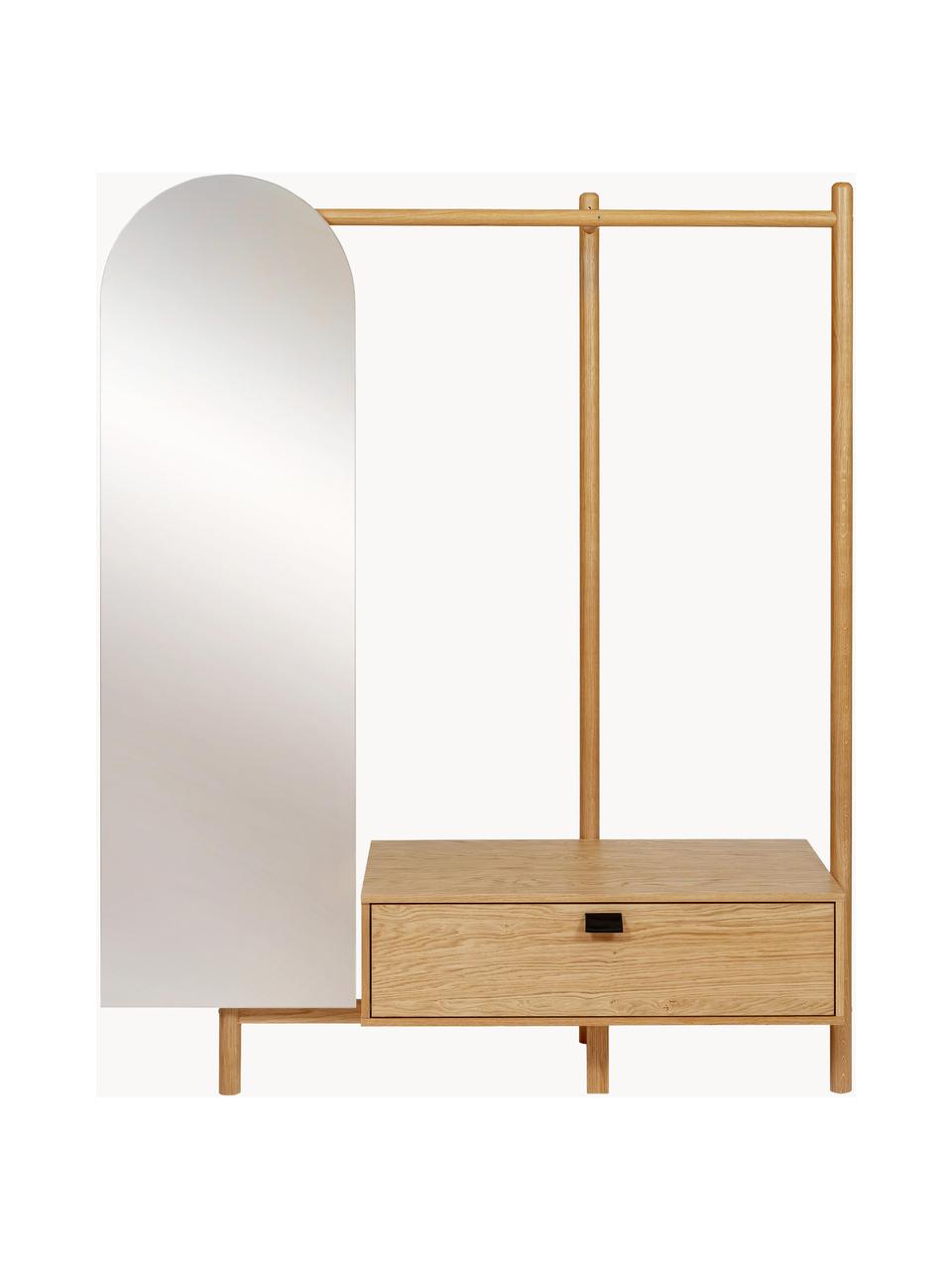 Garderobe Entry van eikenhout met spiegel, Frame: eikenhout, Eikenhout, B 149 x H 180 cm