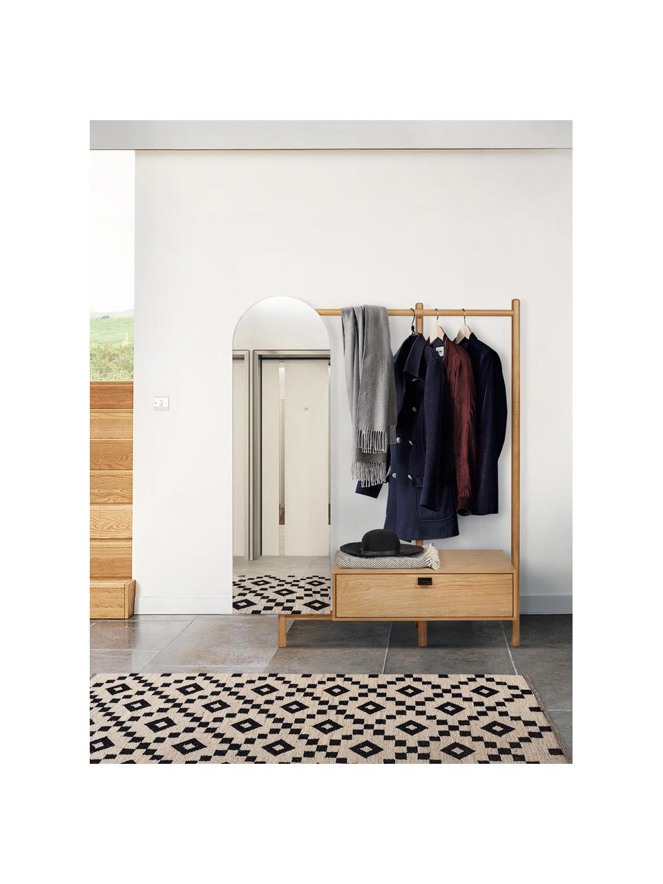 Garderobe Entry van eikenhout met spiegel, Frame: eikenhout, Eikenhout, B 149 x H 180 cm