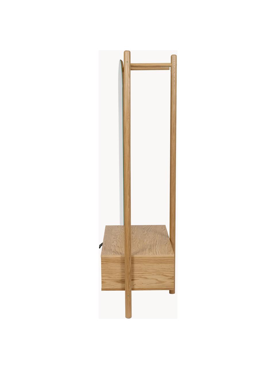 Garderobe Entry van eikenhout met spiegel, Frame: eikenhout, Eikenhout, B 149 x H 180 cm