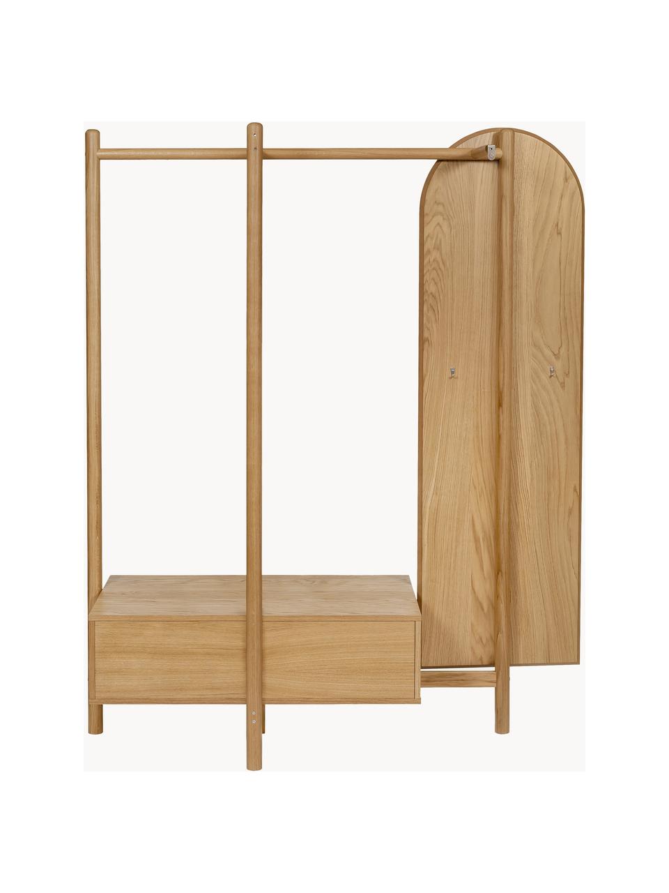 Armario de madera de roble con espejo Entry, Estructura: madera de roble, Espejo: vidrio, Madera de roble, An 149 x Al 180 cm