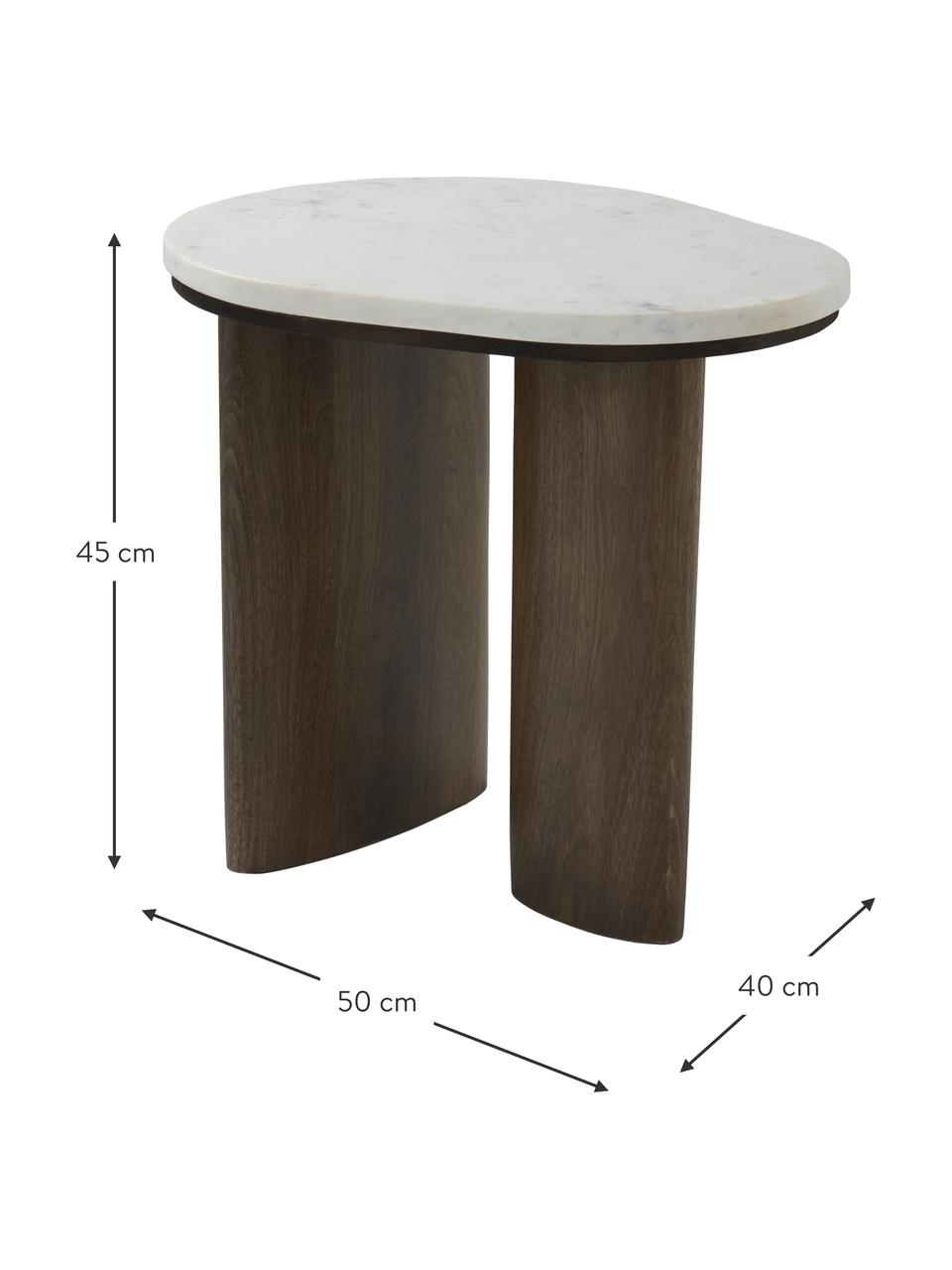 Table d'appoint ovale en marbre et bois de manguier Vaiano, Bois de manguier, larg. 50 x haut. 45 cm