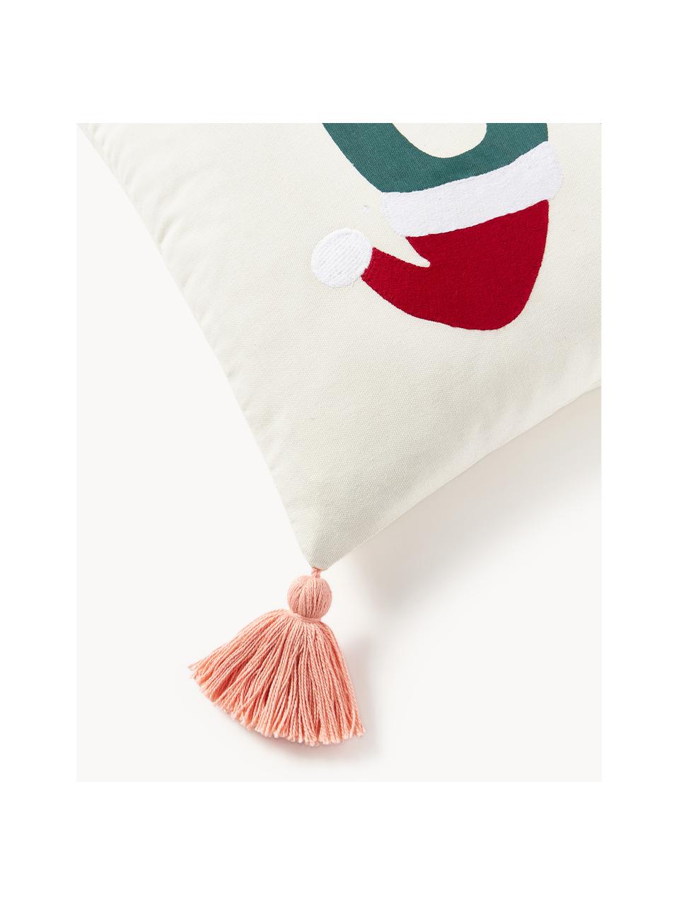 Vyšívaný bavlněný povlak na polštář s vánočním vzorem a střapci Nicholas, 100 % bavlna, Bílá, více barev, Š 45 cm, D 45 cm